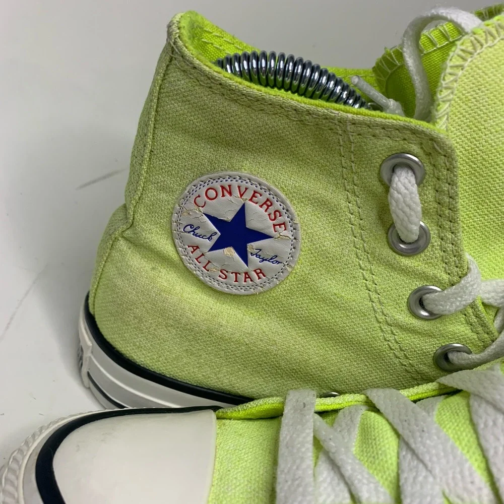 CONVERSE Chuck Taylor All Star Seasonal Neon Yellow High Top sneakers Sz 5 - Picture 2 of 12